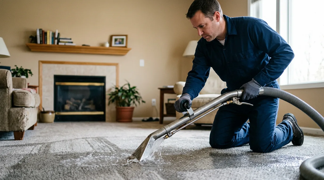 Water damage restoration technician working near Lund, NV